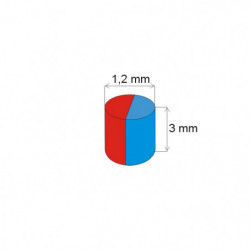 Magnete al neodimio cilindro diam.1.2x3 N 180 °C, VMM5UH-N35UH