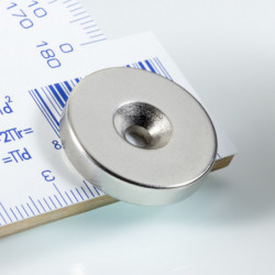 Magnete al neodimio cilindro con foro per vite a testa svasata diam.25 x 5 N 80 °C, VMM4-N35
