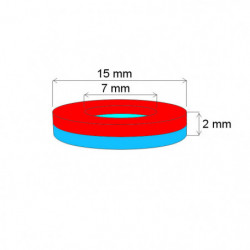 Magnete al neodimio corona circolare diam.15.5x diam.7x2 N 120 °C, VMM4H-N35H