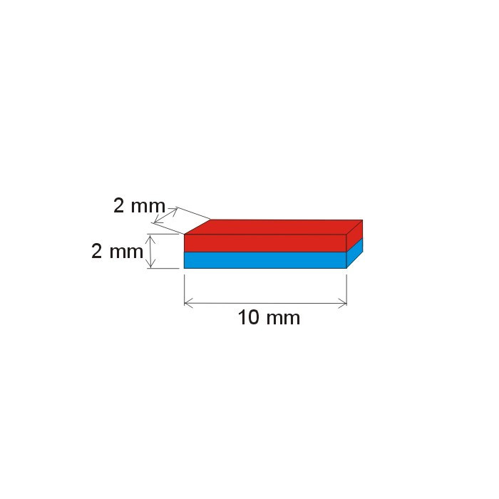 Magnete al neodimio parallelepipedo 10x2x2 N 80 °C, VMM4-N30