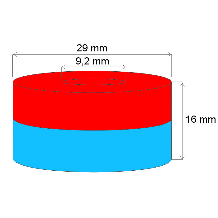 Magnete al neodimio corona circolare diam.29x diam.9.2x16 N 120 °C, VMM4H-N35H