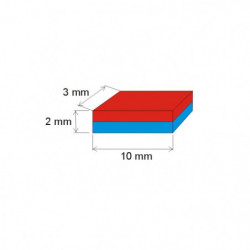 Magnete al neodimio parallelepipedo 10x3x2 N 120 °C, VMM65H-N44H