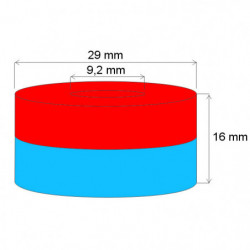 Magnete al neodimio corona circolare diam.29x diam.9.2x16 N 120 °C, VMM9H