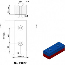 Magnete al neodimio parallelepipedo 80x30x25 N 80 °C, VMM5-N38