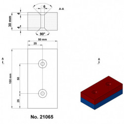 Magnete al neodimio parallelepipedo 100x50x30 N 80 °C, VMM10