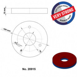 Magnete al neodimio corona circolare diam.104x diam.36x15 N 80 °C, VMM9-N48