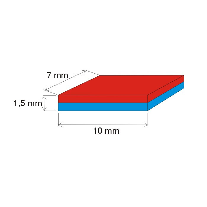 Magnete al neodimio parallelepipedo 10x7x1.5 P 180 °C, VMM6UH-N38UH