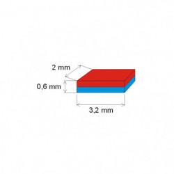 Magnete al neodimio parallelepipedo 3.2x2x0.6 N 150 °C, VMM8SH-N45SH