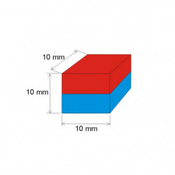 Magnete al neodimio parallelepipedo 10x10x10 N 80 °C, VMM7-N42