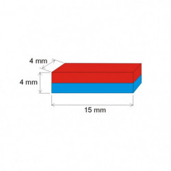 Magnete al neodimio parallelepipedo 15x4x4 N 80 °C, VMM8-N45