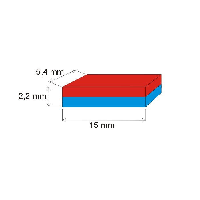 Magnete al neodimio parallelepipedo 15x5.4x2.2 P 180 °C, VMM7UH-N42H