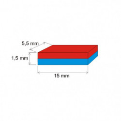 Magnete al neodimio parallelepipedo 15x5.5x1.5 P 80 °C, VMM8-N45