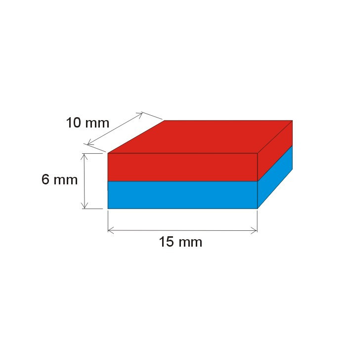 Magnete al neodimio parallelepipedo 15x10x6 N 150 °C, VMM7SH-N42SH