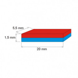 Magnete al neodimio parallelepipedo 20x5.5x1.5 P 150 °C, VMM6SH-N40SH