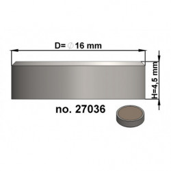 Lente magnetica diam. 16 x altezza 4.5 mm, senza filettatura