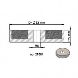 Lente magnetica diam. 32 x altezza 7 mm con filettatura interna M5-6H