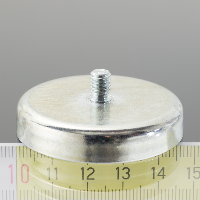 Lente magnetica con gambo diam. 47 x altezza 17 mm con filettatura esterna M6, lunghezza filettatura 8 mm
