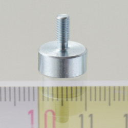 Lente magnetica con gambo diam. 10 x altezza 4.5 mm con filettatura esterna M3, lunghezza filettatura 7 mm