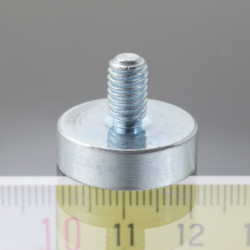 Lente magnetica con gambo diam. 20 x altezza 6 mm con filettatura esterna M6, lunghezza filettatura 10 mm