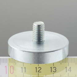 Lente magnetica con gambo diam. 40 x altezza 8 mm con filettatura esterna M8, lunghezza filettatura 12 mm