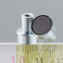 Lente magnetica con gambo diam. 10 x altezza 4.5 mm con filettatura interna M3, lunghezza filettatura 7 mm