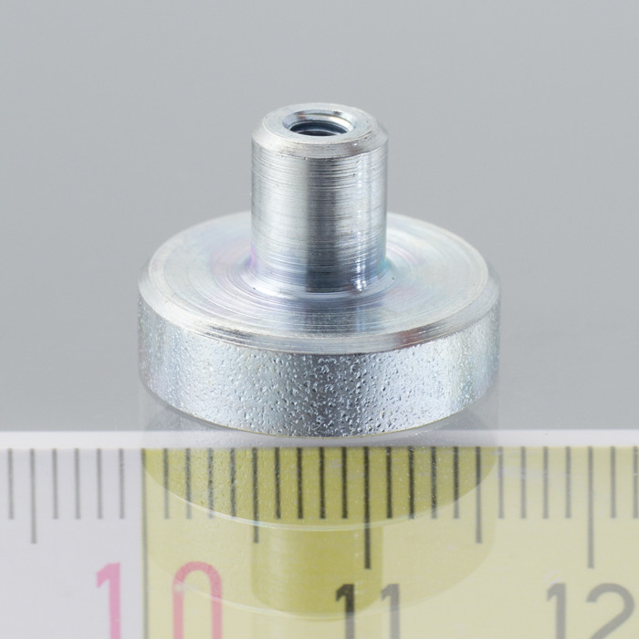 Lente magnetica con gambo diam. 16 x altezza 4.5 mm con filettatura interna M3, lunghezza filettatura 7 mm