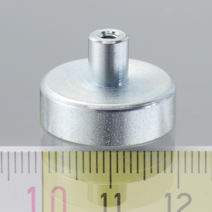 Lente magnetica con gambo diam. 20 x altezza 6 mm con filettatura interna M3, lunghezza filettatura 7 mm