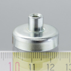 Lente magnetica con gambo diam. 25 x altezza 7 mm con filettatura interna M4, lunghezza filettatura 8 mm