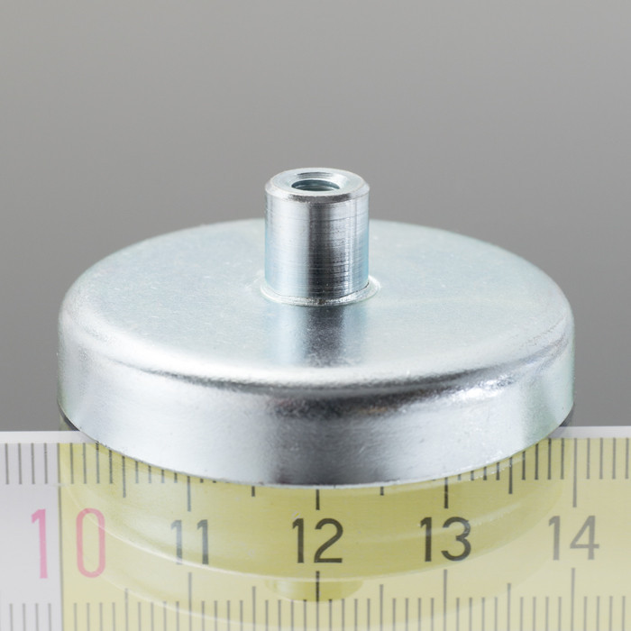 Lente magnetica con gambo diam. 40 x altezza 8 mm con filettatura interna M4, lunghezza filettatura 8 mm