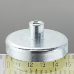 Lente magnetica con gambo diam. 50 x altezza 10 mm con filettatura interna M6, lunghezza filettatura 12 mm