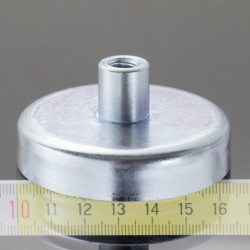 Lente magnetica con gambo diam. 63 x altezza 14 mm con filettatura interna M8, lunghezza filettatura 16 mm