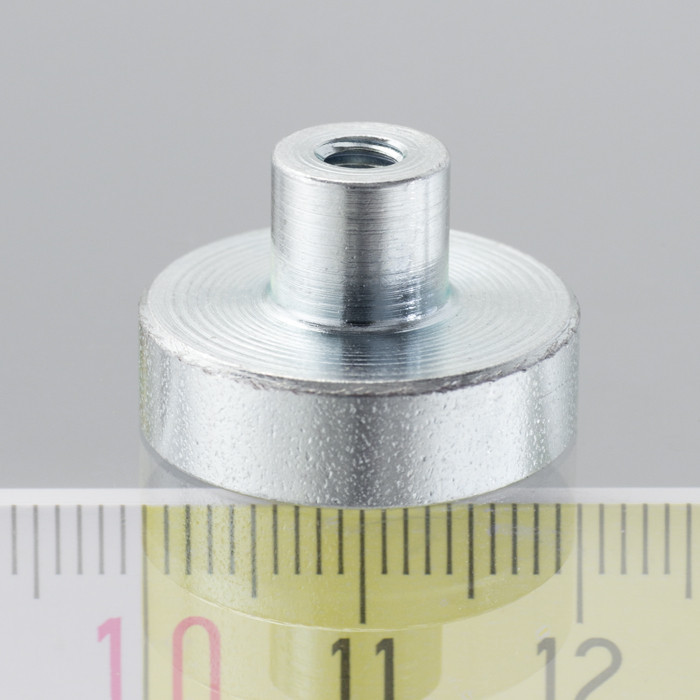 Lente magnetica con gambo diam. 20 x altezza 6 mm con filettatura interna M4, lunghezza filettatura 7 mm