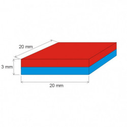 Magnete al neodimio parallelepipedo 20x20x3 N 80 °C, VMM8-N45