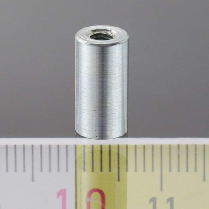 Lente magnetica cilindrica diam. 6 x altezza 11.5 mm con filettatura interna M3, lunghezza filettatura 7 mm