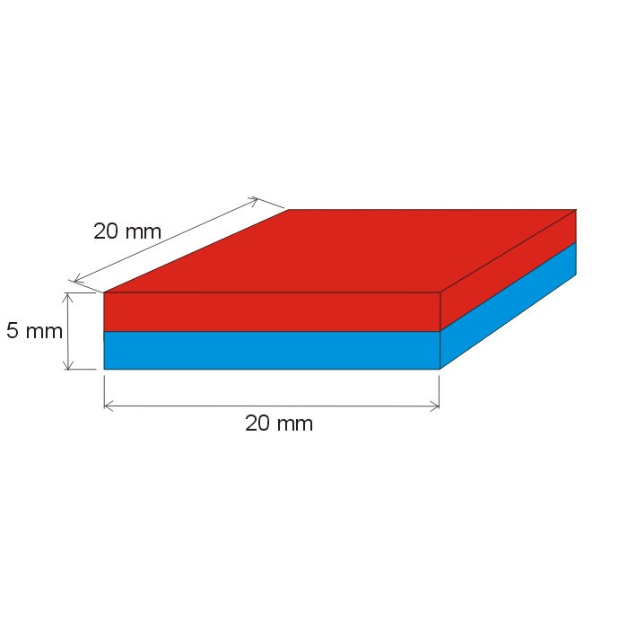 Magnete al neodimio parallelepipedo 20x20x5 N 80 °C, VMM7-N42