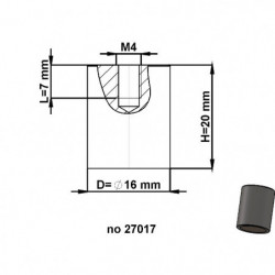 Lente magnetica cilindrica diam. 16 x altezza 20 mm con filettatura interna M4. lunghezza filettatura 7 mm