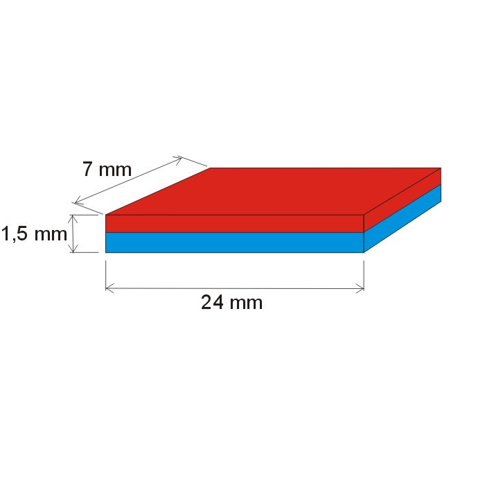 Magnete al neodimio parallelepipedo 24x7x1.5 N 180 °C, VMM6UH-N38UH