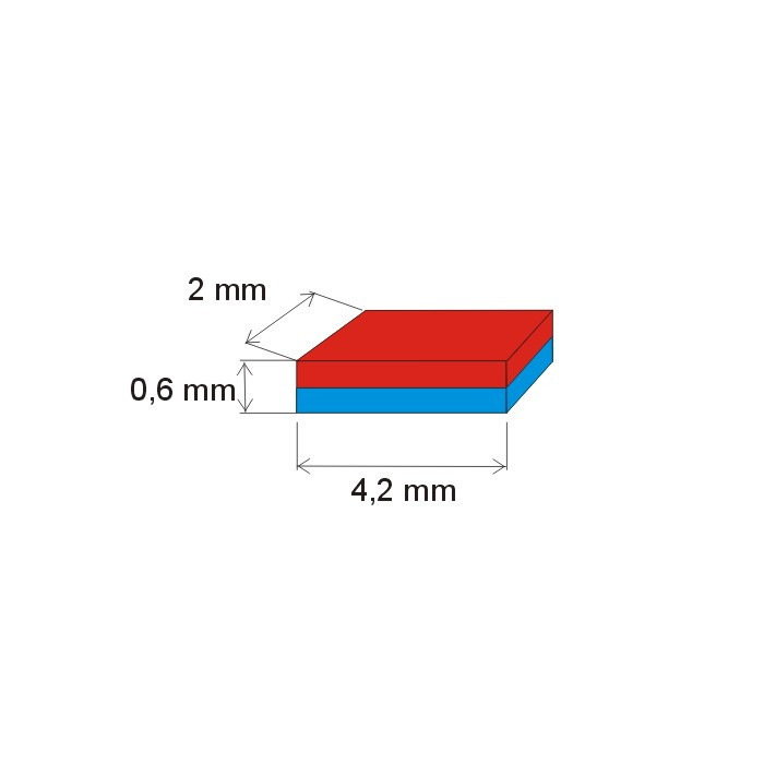 Magnete al neodimio parallelepipedo 4.2x2x0.6 N 150 °C, VMM8SH-N45SH