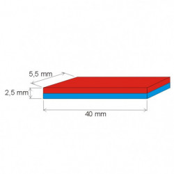 Magnete al neodimio parallelepipedo 40x5.5x2.5 P 150 °C, VMM8SH-N45SH