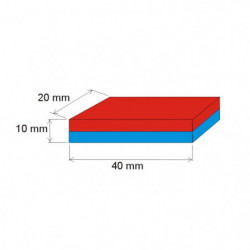 Magnete al neodimio parallelepipedo 40x20x10 N 80 °C, VMM10-N50