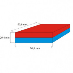 Magnete al neodimio parallelepipedo 50.8x50.8x25.4 N 80 °C, VMM6-N40