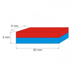 Magnete al neodimio parallelepipedo 60x6x6 N 150 °C, VMM1SH-N27SH
