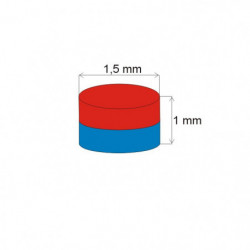 Magnete al neodimio cilindro diam.1.5x1 N 80 °C, VMM8-N45