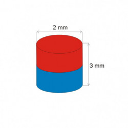 Magnete al neodimio cilindro diam.2x3&nbsp_N 80 °C, VMM5-N38
