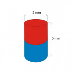 Magnete al neodimio cilindro diam.2x5&nbsp_N 180 °C, VMM4UH-N33UH