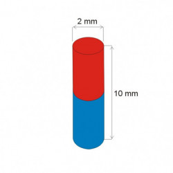 Magnete al neodimio cilindro diam.2x10 Z 80 °C, VMM4-N35