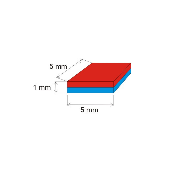 Magnete al neodimio parallelepipedo 5x5x1 N 120 °C, VMM65H-N44H