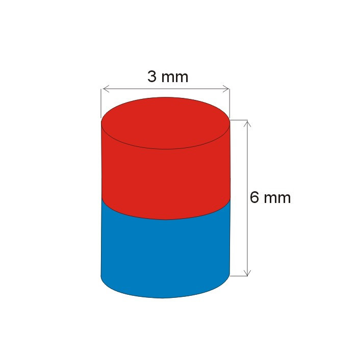 Magnete al neodimio cilindro diam.3x6&nbsp_N 80 °C, VMM4-N30