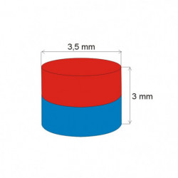 Magnete al neodimio cilindro diam.3.5x3 N 80 °C, VMM5-N38