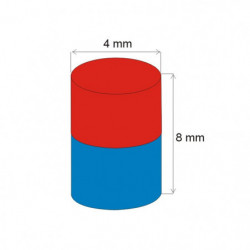Magnete al neodimio cilindro diam.4x8&nbsp_N 80 °C, VMM2-N30
